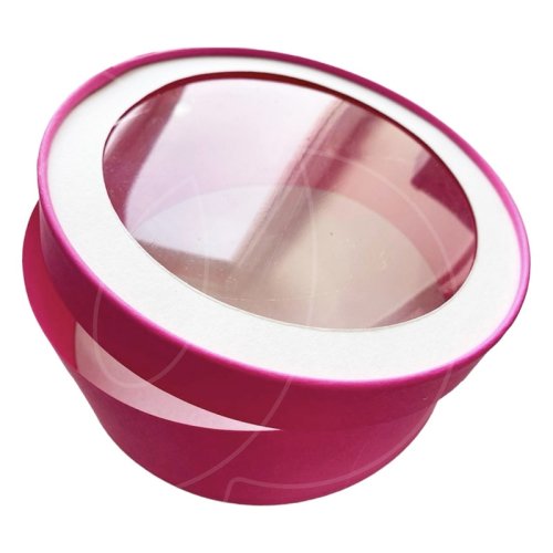 Коробка на 4 капкейка с окном розовая 20х8 см 