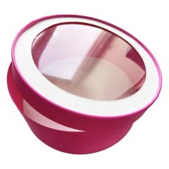 Коробка на 4 капкейка с окном розовая 20х8 см 