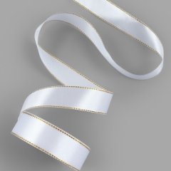 Лента для декора и упаковки Атласная Белая с золотым люрексом 2,5 см 1902802, 189 ₽ Лента для декора и упаковки Атласная Белая с золотым люрексом 2,5 см 1902802