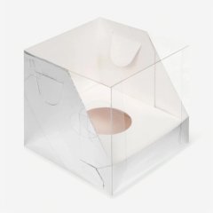 Коробка на 1 капкейк с прозрачной крышкой Серебро 10х10х10 см 40130