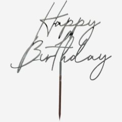 Топпер акриловый "Happy Birthday" Серебро 