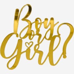 Топпер декоративный акриловый "Boy or Girl" Золото 