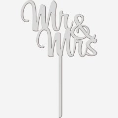 Топпер декоративный "Mr&Mrs на палочке" Серебро 10х16 см ТСК363