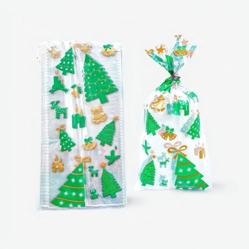 Пакетик прозрачный для сладостей "Ёлочки" 27х13 см 10 шт пак-16	
