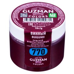 Краситель пищевой сухой водорастворимый GUZMAN "Винный 770" 10 г 770, 419 ₽ Краситель пищевой сухой водорастворимый GUZMAN "Винный 770" 10 г 770
