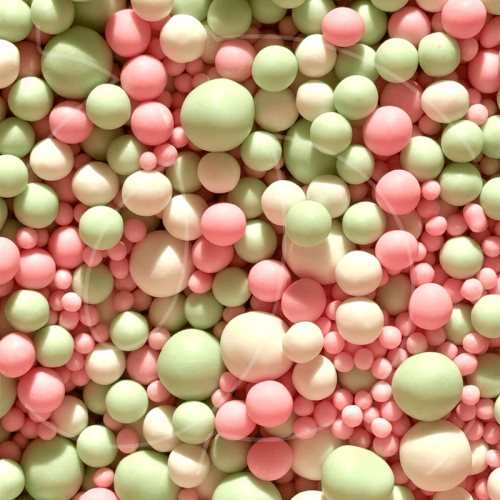 Посыпка кондитерская из дутого риса "Бело-розово-зелёный микс" 50 г 080М