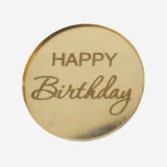 Топпер декоративный акриловый "Happy Birthday. Бирка" Золото 